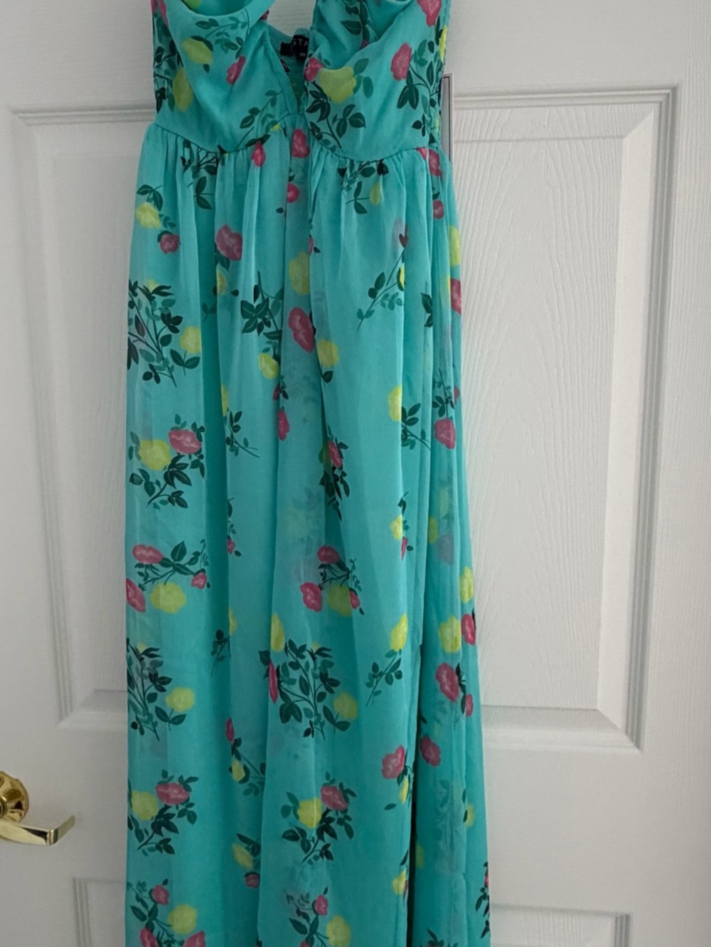 1. State Teal Floral Maxi Dress with Pink & Yellow Blooms